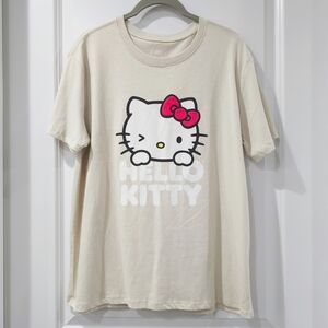 ✨️4/$20. Hello Kitty Beige Tee, Novelty Cream Short Sleeve Soft Touch Tee M
